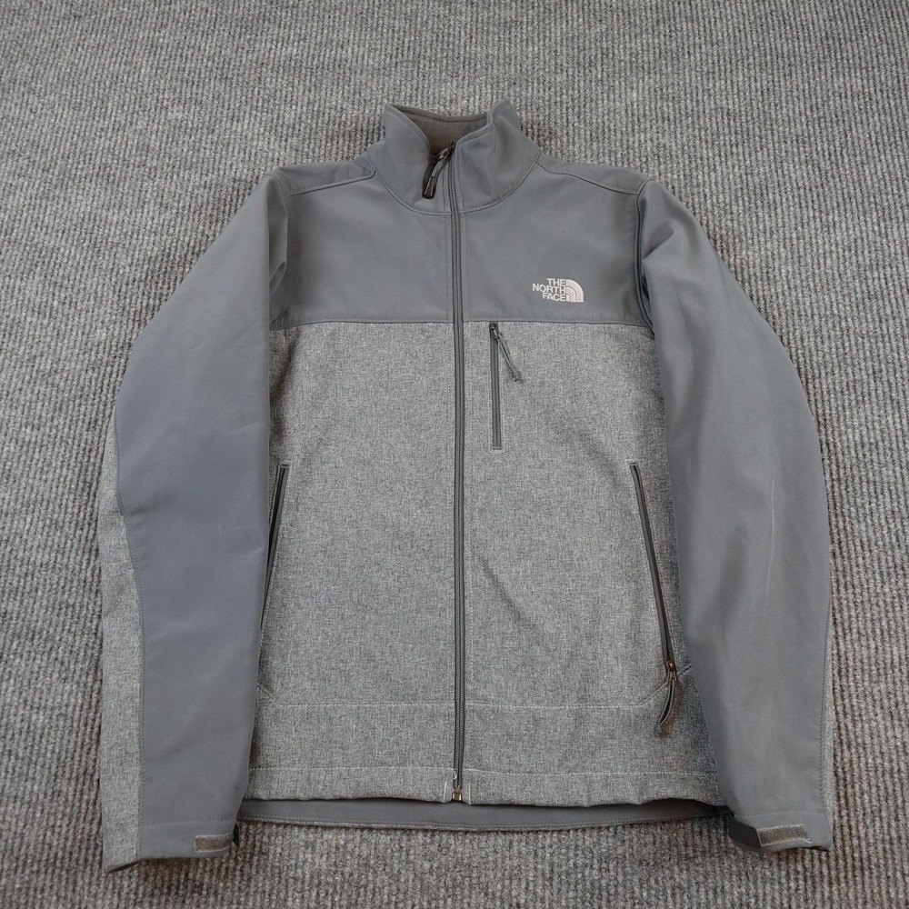 The North Face Jacket Mens Small Gray Softshell Fleece Lined Full Zip Outdoor